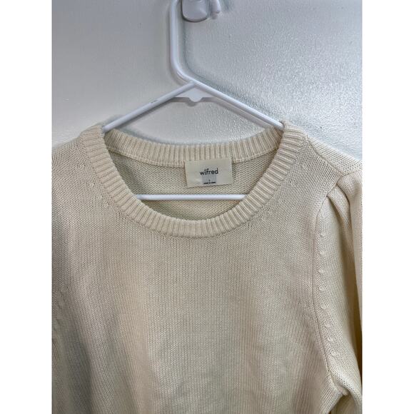 Wilfred Aritzia Size L Women's Merino Wool Blend Sweater Cropped Bishop Sleeve - Picture 3 of 3
